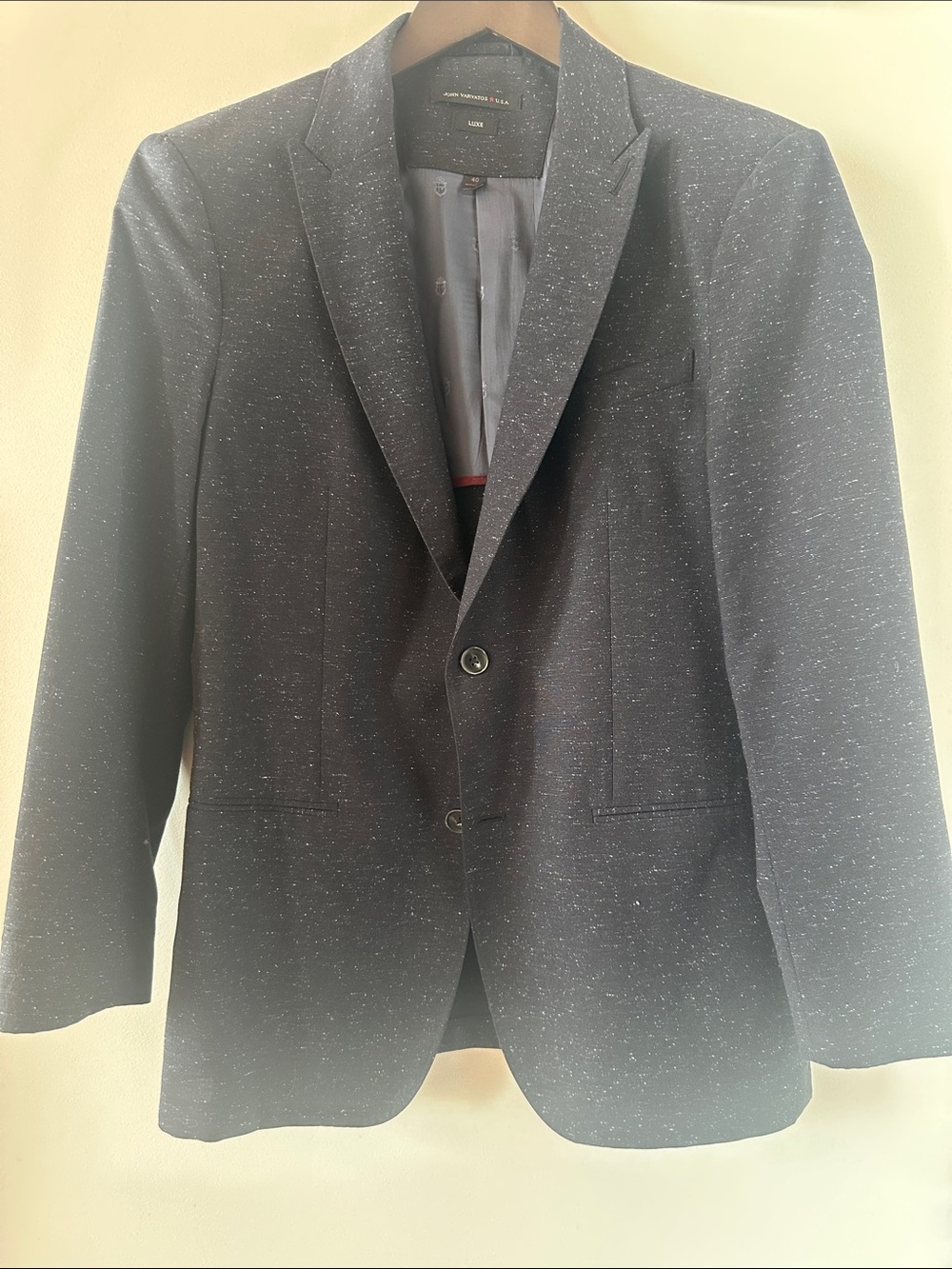 John Varvatos USA Luxe Navy Peak Lapel Sport Coat 40R Wool Silk Blazer